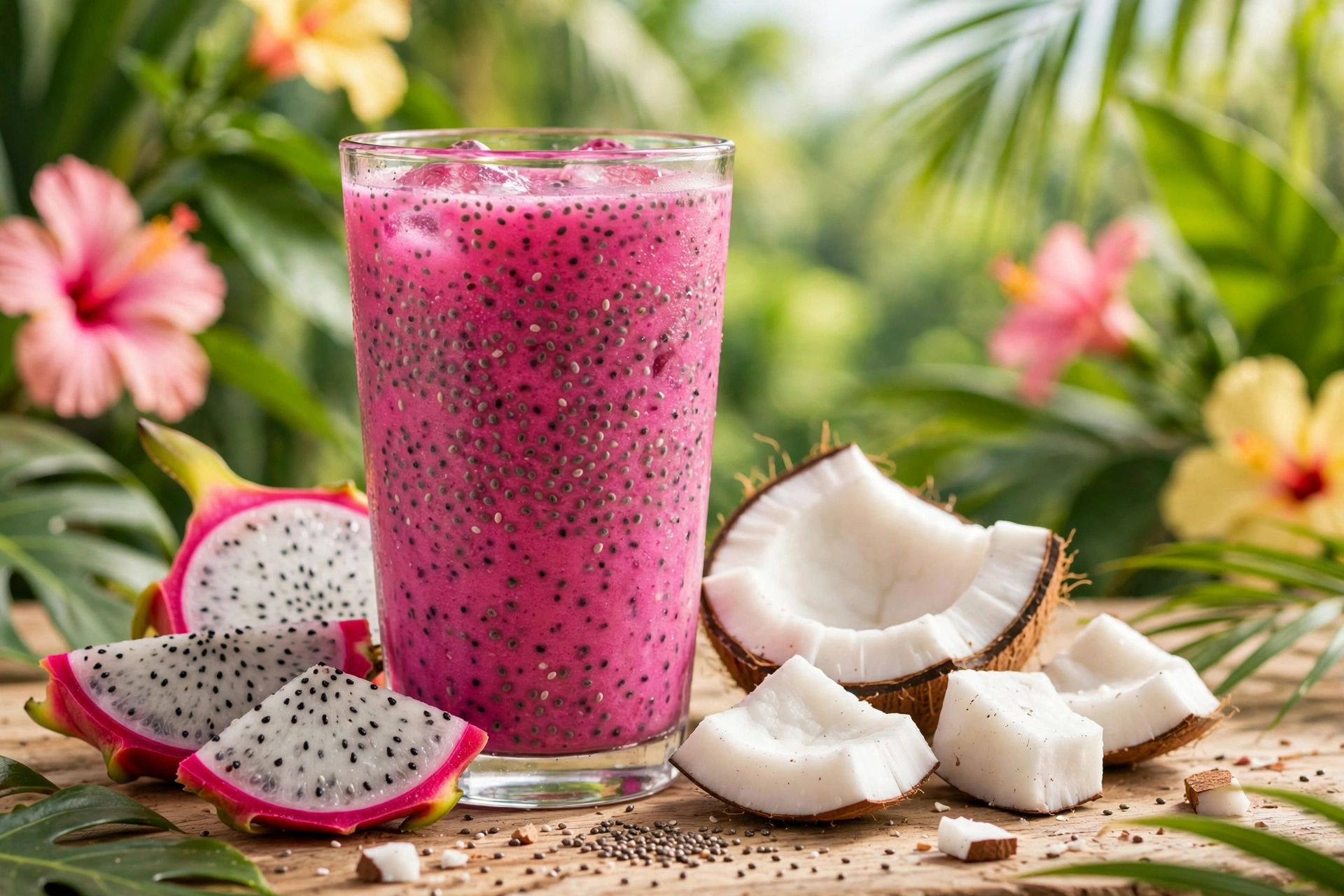 Dragon Fruit Coconut Chia Seed Drink — Vibrant, Hydrating & Gorgeous